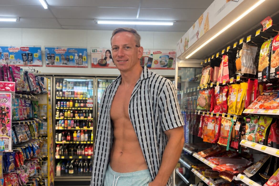 ASTROThai with a shopping basket in a convenience store